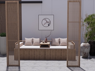 New Chinese-style Lohan Bed 3d model