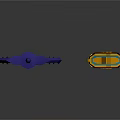 Fantasy Swords with Blue Blades Gold Accents and Decorative Hilts 3D Rendered Design