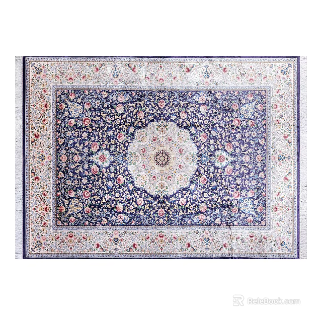 Traditional Square Carpet With Intricate Pattern And Central Circular Design 3d model