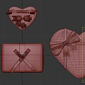 Decorative Ornament Set With Heart Shaped Gift Boxes Bows And Couple Figurine