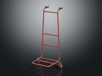 Red Hand Truck With Wheels And Handle For Moving Heavy Items 3d model