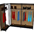 Retail Display Shelving with Hanging Fashionable Dresses Handbags and Shoes