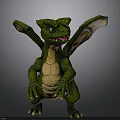 Mythical Green Dragon Creature Character With Scaly Skin And Wings