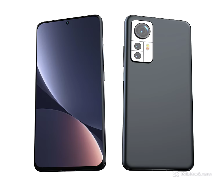 Modern Smartphone With Curved Display And Multi Camera Setup In Dark Color 3d model 