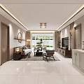 Modern Living Dining Room Interior Design With Sofa Coffee Table TV Cabinet And Plants