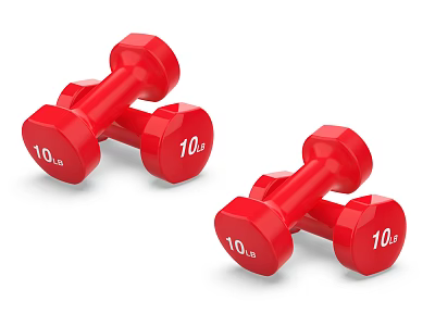 Pair of Red 10 lbs Dumbbells For Home Gym Fitness Training Equipment 3d model