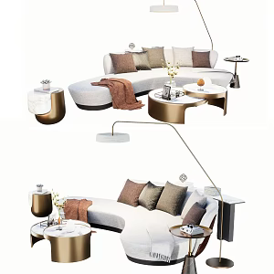 Modern Multiplayer Sofa Coffee Table Combination 3d model