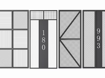 Various Partition Designs Featuring Grid Patterns Striped Elements And Geometric Structures 3d model