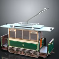 Vintage Green And White Tram Number 3 With Strasbourg Sign Roof Pantograph And Open Carriage