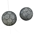 Stone Wood Soccer Ball Shaped Objects With Cracked Textured Surface On White Background