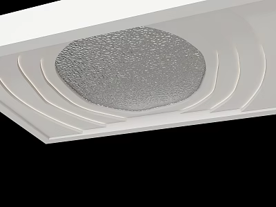 Modern Ceiling Design With Circular Textured Panel And Linear Lighting 3d model