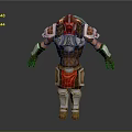 3D Warrior Character in Detailed Metal Leather Armor With Red Cloth Accents