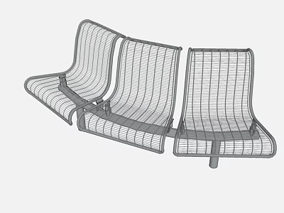 Modern Landscape Seating With Metal Mesh Design And Three Connected Seats 3d model
