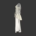 Elegant White Dress With Transparent Sleeves Cinched Waist And Ruffled Hem