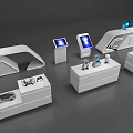 Modern Retail Display Shelves With White Finish Digital Screens And Product Areas