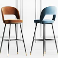 Modern Colorful Bar Stools With Velvet Upholstery And Metal Legs Design