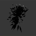 Black Crystal Fragmented Structure With Shattered Pieces On White Reflective Background