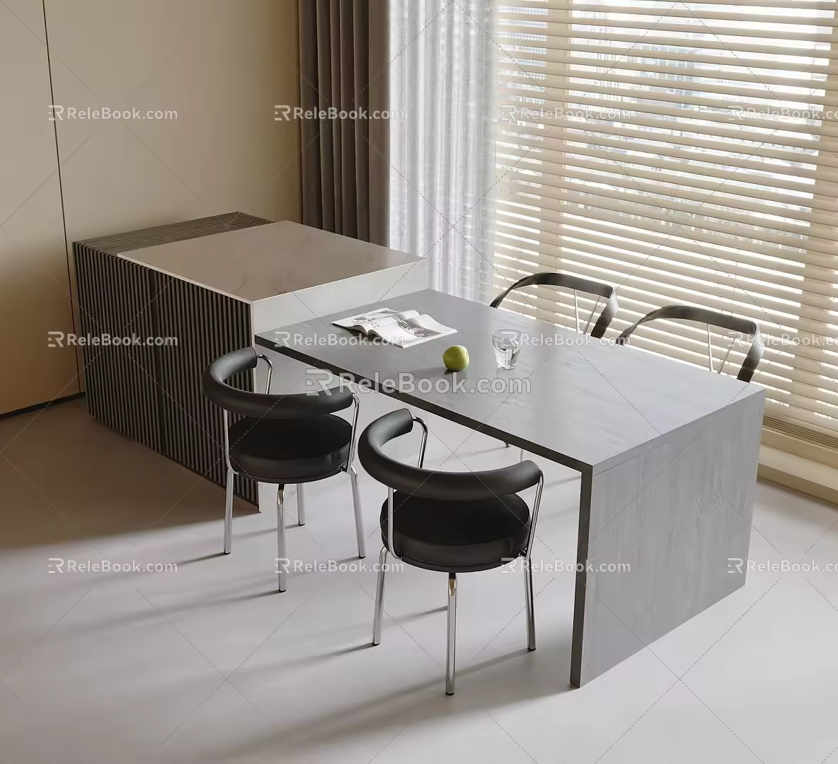 Modern Dining Table and Chair Combination Dining Chair Square Dining Table 3d model
