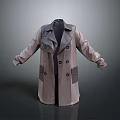 Classic Long Trench Coat With Double Breasted Buttons And Pockets Design 3d model