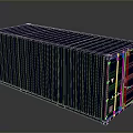 Blue Shipping Container With Metal Doors And Corrugated Panels On Gray Background