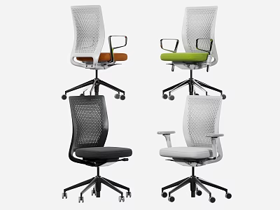 Modern Office Chair With Mesh Back Different Colors Adjustable Arms And Rolling Wheels 3d model