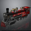 Vintage Red Steam Train Model With Black Chimney And Gold Accents
