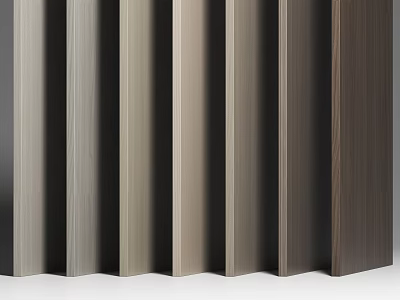 Modern Vertical Slatted Wall Panels With Wood Grain Texture And Neutral Tones 3d model