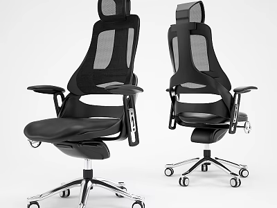 Modern Black Office Chair With Mesh Back Armrests Swivel Wheels And Metal Base 3d model