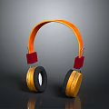High Quality Sleek Over Ear Headphones With Orange Headband And Red Ear Cushions