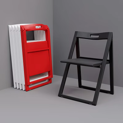 Modern Folding Chair Design In Red And Black Colors For Home Use 3d model