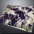 3D Mountainous Terrain Model With Purple White Features And Detailed Topographic Relief