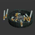 Practical Household Ashtray With Many Cigarettes And Butts For Daily Use