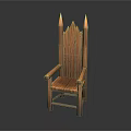 Rustic Wooden Chair With Pointed Top Backrest And Armrests In Brown Finish