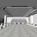 Modern Conference Room With Spacious Layout White Ceiling Lighting Seating Carpet And Decorative Wall