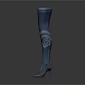 Blue Knee High Socks Design With White Stripe Pattern And Glossy Finish