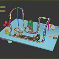 Interactive Kids Play Equipment With Blue Platform Colorful Tracks And Yellow Components