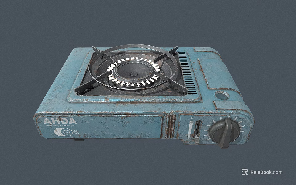 Blue Portable ARDA Gas Stove With Burner Knob And Classic Design 3d model 