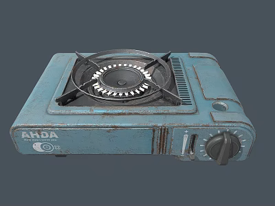 Blue Portable ARDA Gas Stove With Burner Knob And Classic Design 3d model