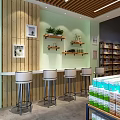 Modern Supermarket Interior With Organized Shelves Displayed Products And Checkout Counter