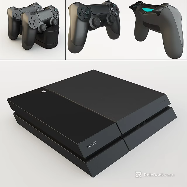 High Quality Sony Gaming Equipment Featuring Multiple Wireless Controllers And Console Design 3d model 