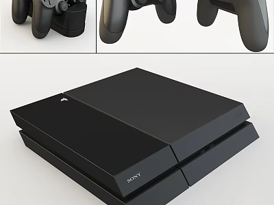 High Quality Sony Gaming Equipment Featuring Multiple Wireless Controllers And Console Design 3d model