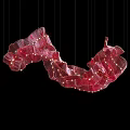 Red Modern Artistic Flowing Pleated Chandelier Illuminated With Embedded Lights For Interior Decor