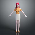 Game Movie Character With Red Hair Yellow Off Shoulder Top And White Skirt