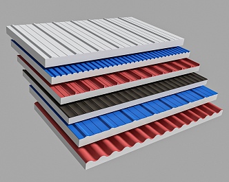 Color steel tile wave board 0 3d model