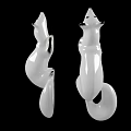 Ceramic Decorative Ornament Set Featuring White Fox Shape With Black Accents And Elegant Design