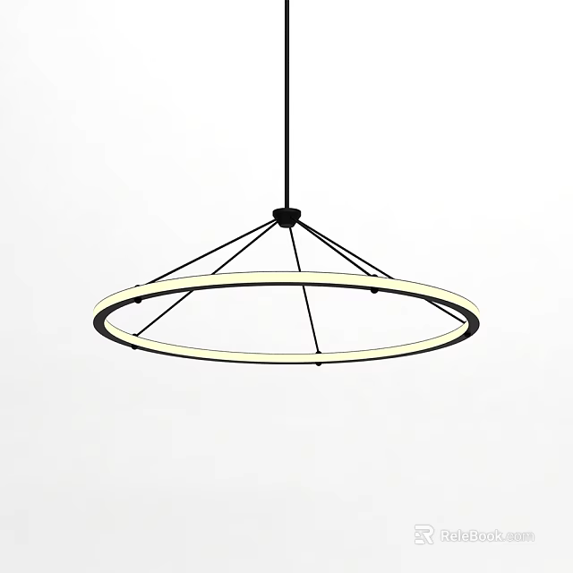 Modern Circular Pendant Light With Sleek LED Ring Design For Contemporary Interiors 3d model