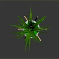 Green Plant with Long Leaves in Green Mosaic Pot on Wooden Tripod Stand