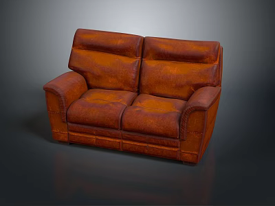 Brown Leather Multi Seater Sofa With Comfortable Backrest And Armrest Design 3d model