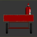 Red Fire Cart With Three Fire Extinguishers Black Wheels And FIRE Lettering 3d model