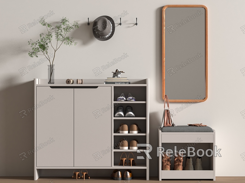 Modern Shoe Cabinet Wood Low Cabinet model